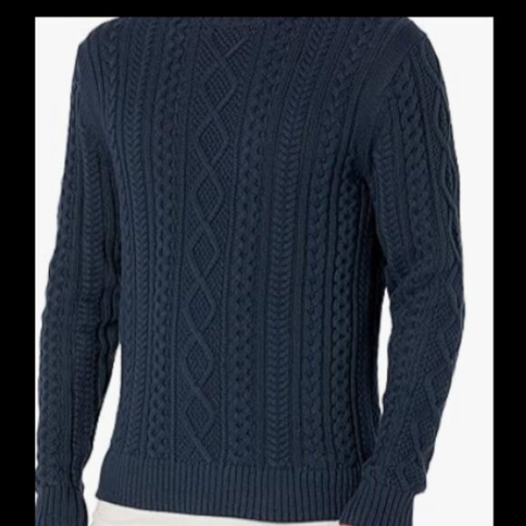 AMAZON ESSENTIALS MENS SWEATER BLUE CABLE KNIT SIZE 2X - NWT - Picture 1 of 3